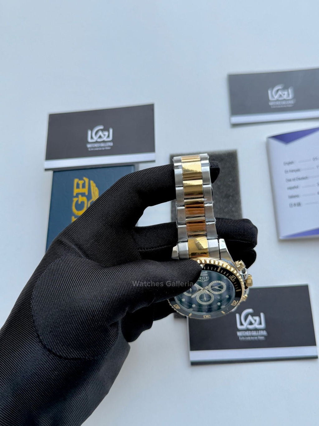 Lige Submariner Chronograph Quartz(Gold Black) Lige8924 Watches Galleria