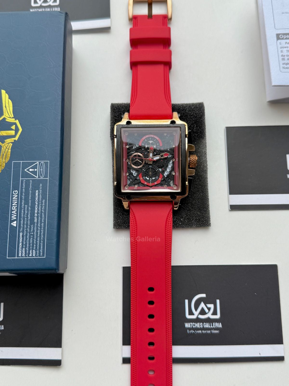 Lige Watch LG8935 Square Chronograph (Red) Lige Watch Pakistan