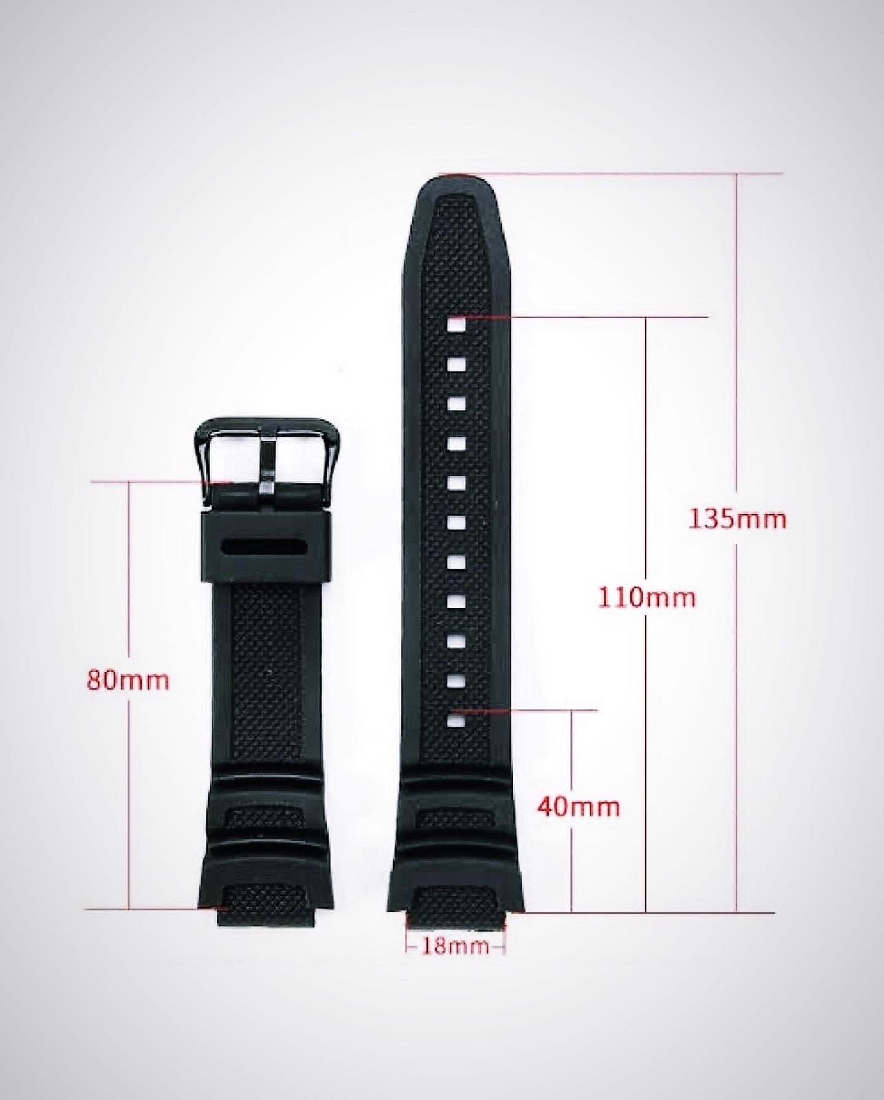 Silicon Straps (Black) For Casio W218H | F108 | AE1100 | AE1200 | SGW300 | MRW200