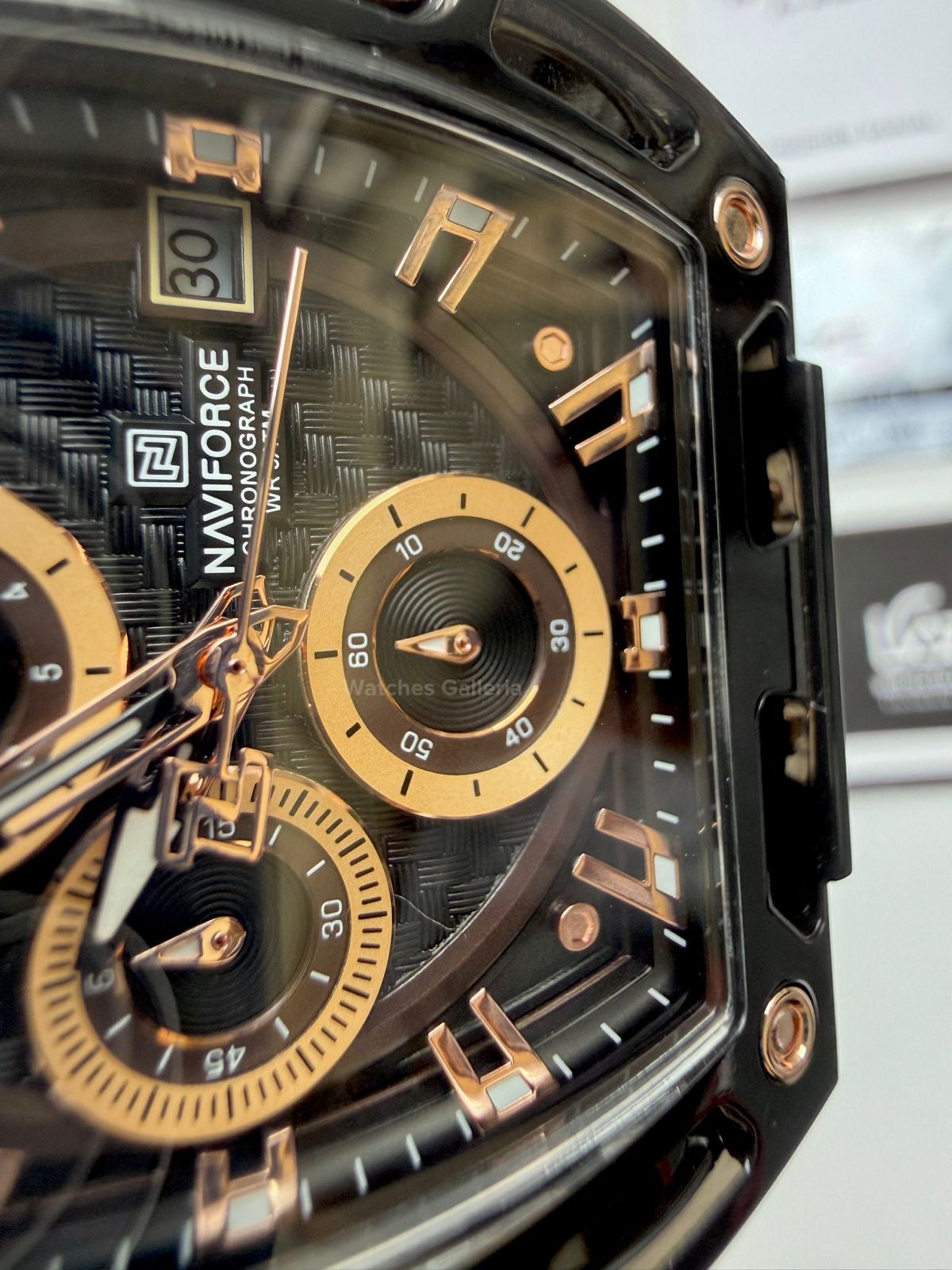 Naviforce NF7105 Tonneau (Black/Rose Gold) Naviforce Watch Pakistan