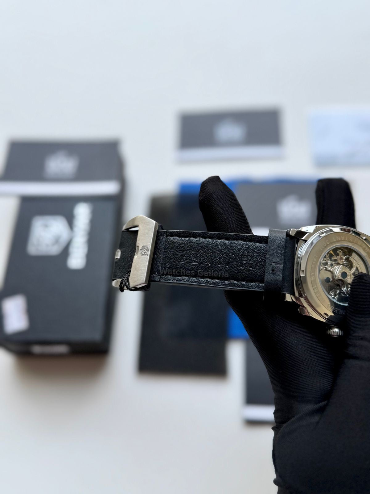 Benyar BY5121 Skeleton Automatic Watch (Silver Black) Benyar in Pakistan