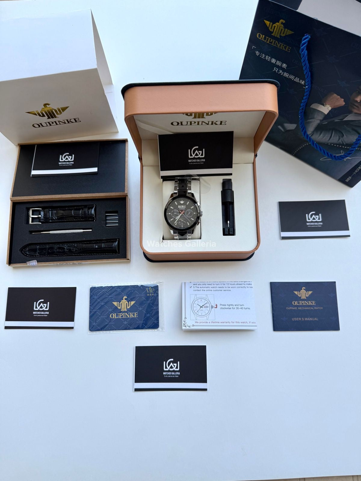 Oupinke Moonphase Two Tone Automatic (Silver/Black) Oupinke3238 Watches Galleria