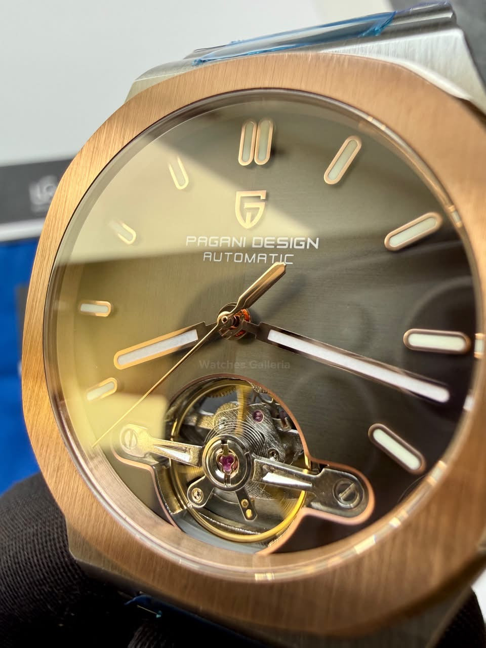 Pagani Design PDys025 Nautilus Flywheel Rose Gold Black 42mm Automatic Watch – Sapphire Crystal | E3251 Movement | 5ATM
