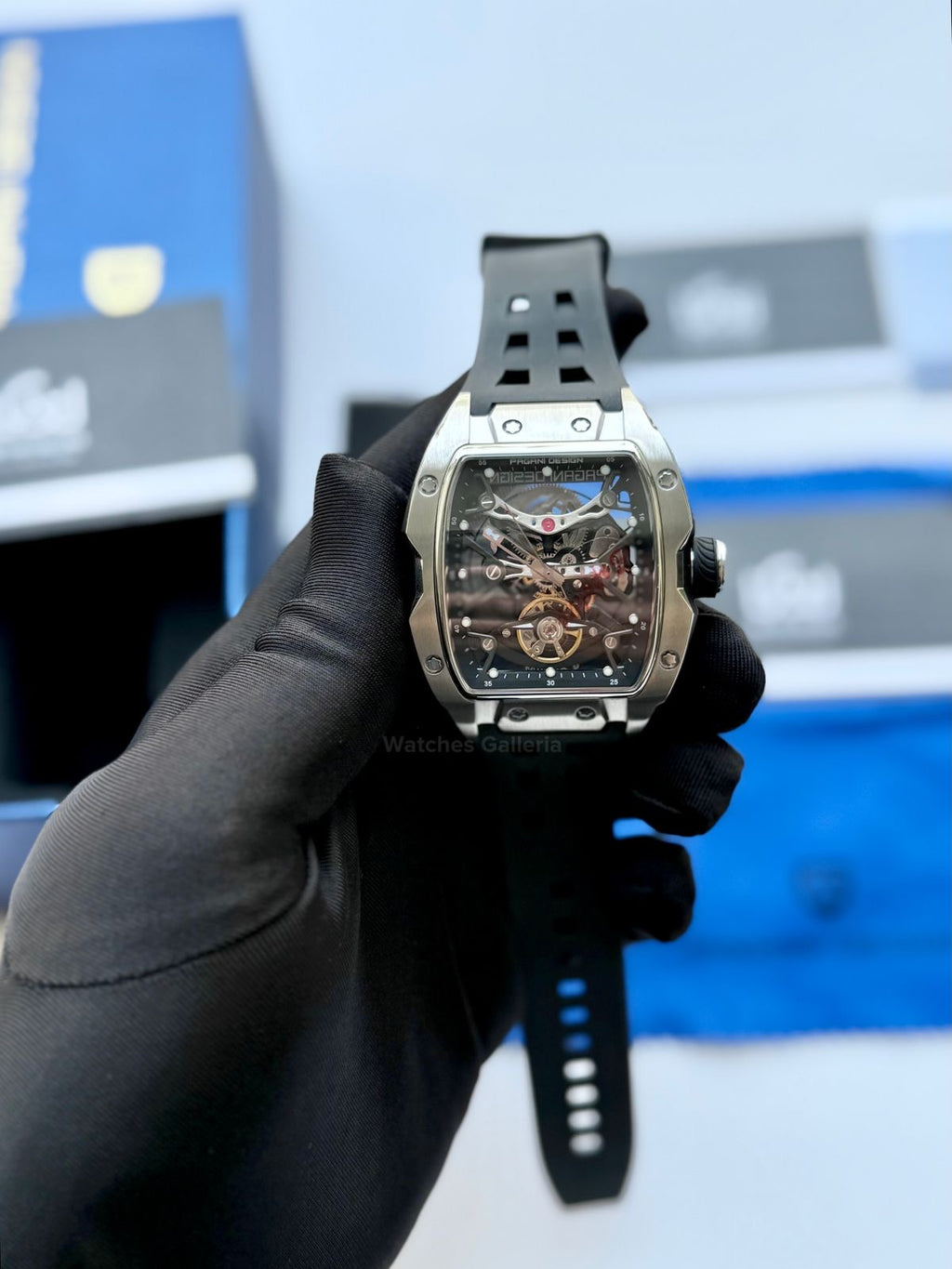 Pagani Design PDys018 Tonneau Skeleton Silver Black 42mm Automatic – Sapphire Crystal | Flywheel | 36H Power Reserve