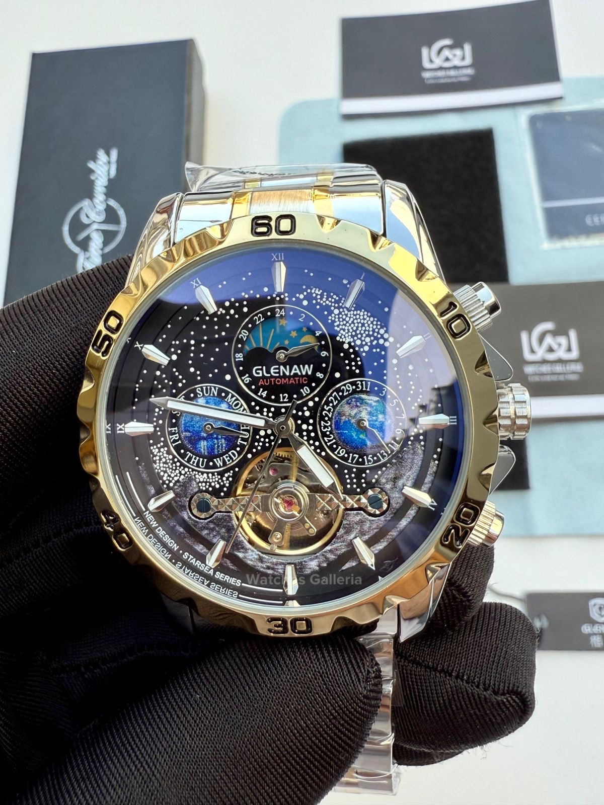 Glenaw Moonphase Automatic (Black/Gold) GL8919 Watches Galleria