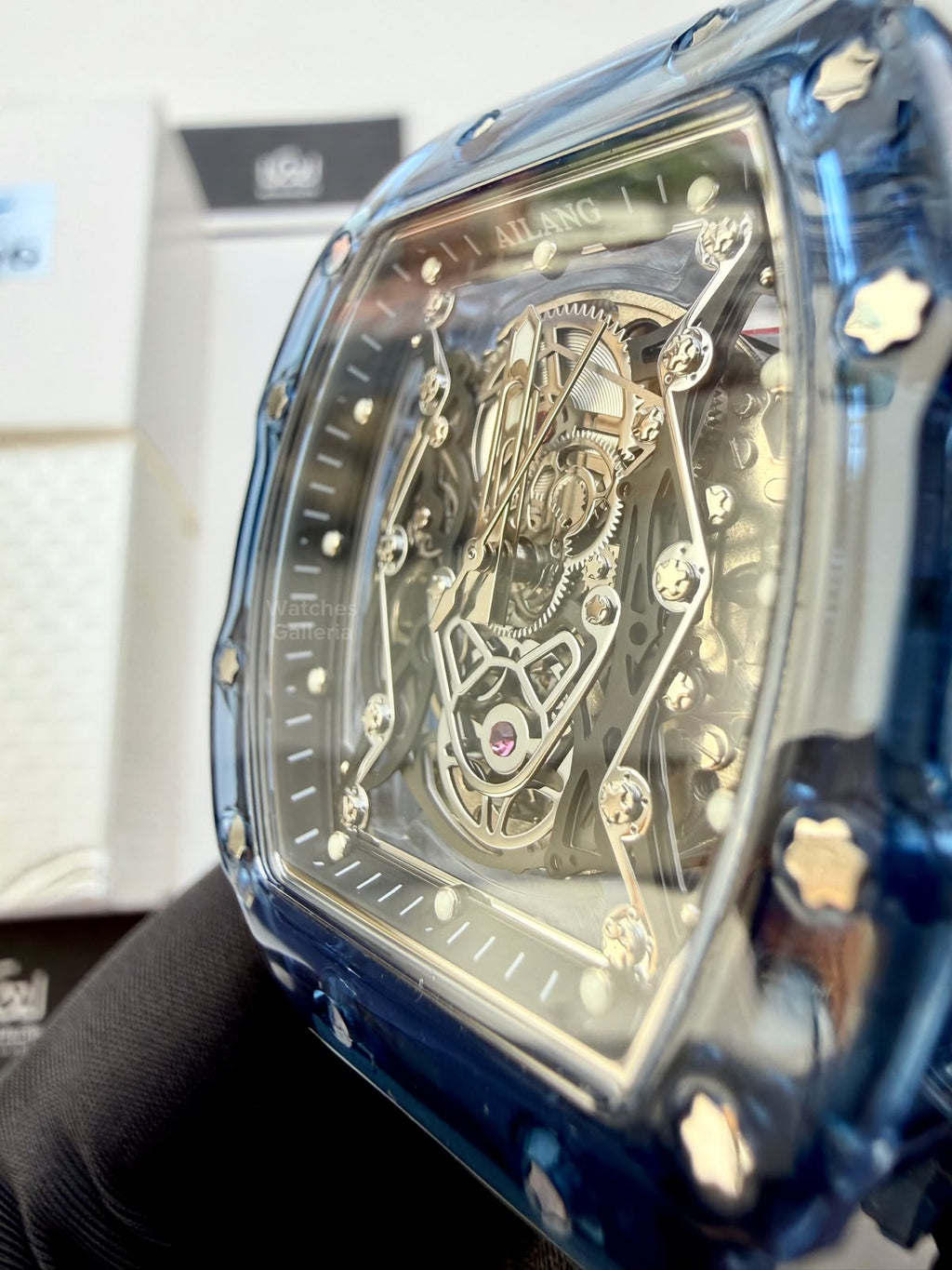 Ailang 8109 Skeleton Watch for Men White Blue Automatic Mechanical Watch Original Ailang Watch Pakistan