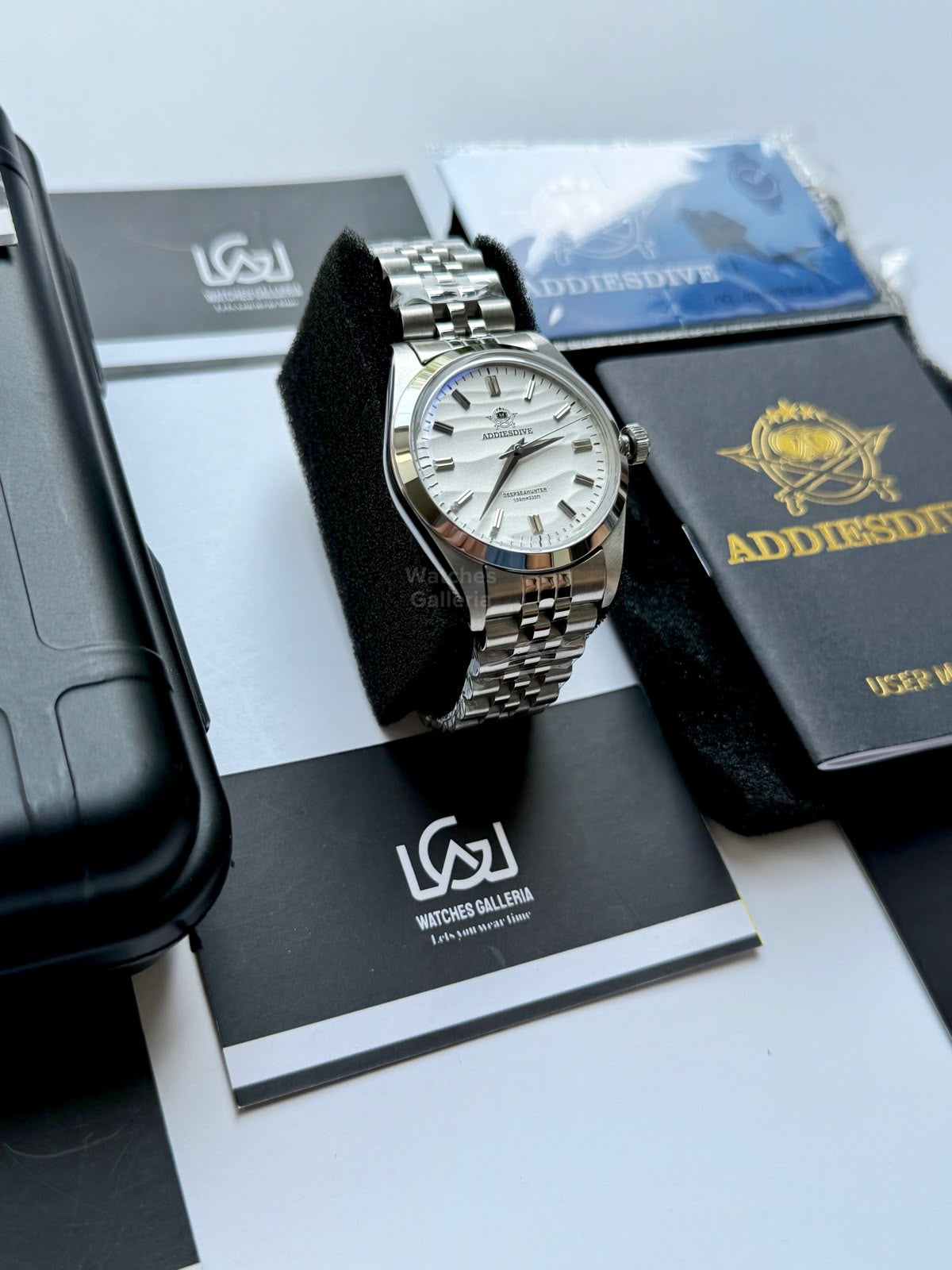 Addiesdive AD2030 Desert Jubilee White Unisex Watch – 36mm Classic Desert Dial, Japan VH31 Quartz Movement, Blue Anti-Glare Mineral Glass & Genuine Jubilee Strap
