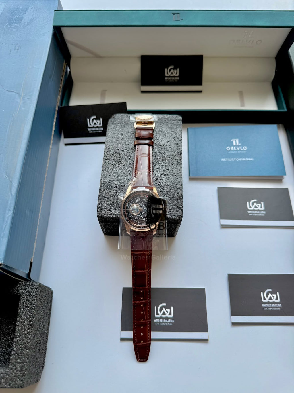 OBLVLO GC (Brown Rose Gold Black) Grand Complications Celestial Automatic Watch Brown & Black Dial with Rose Gold Details, Moving Constellation & Earth Display – OBLVLOGC | Oblvlo