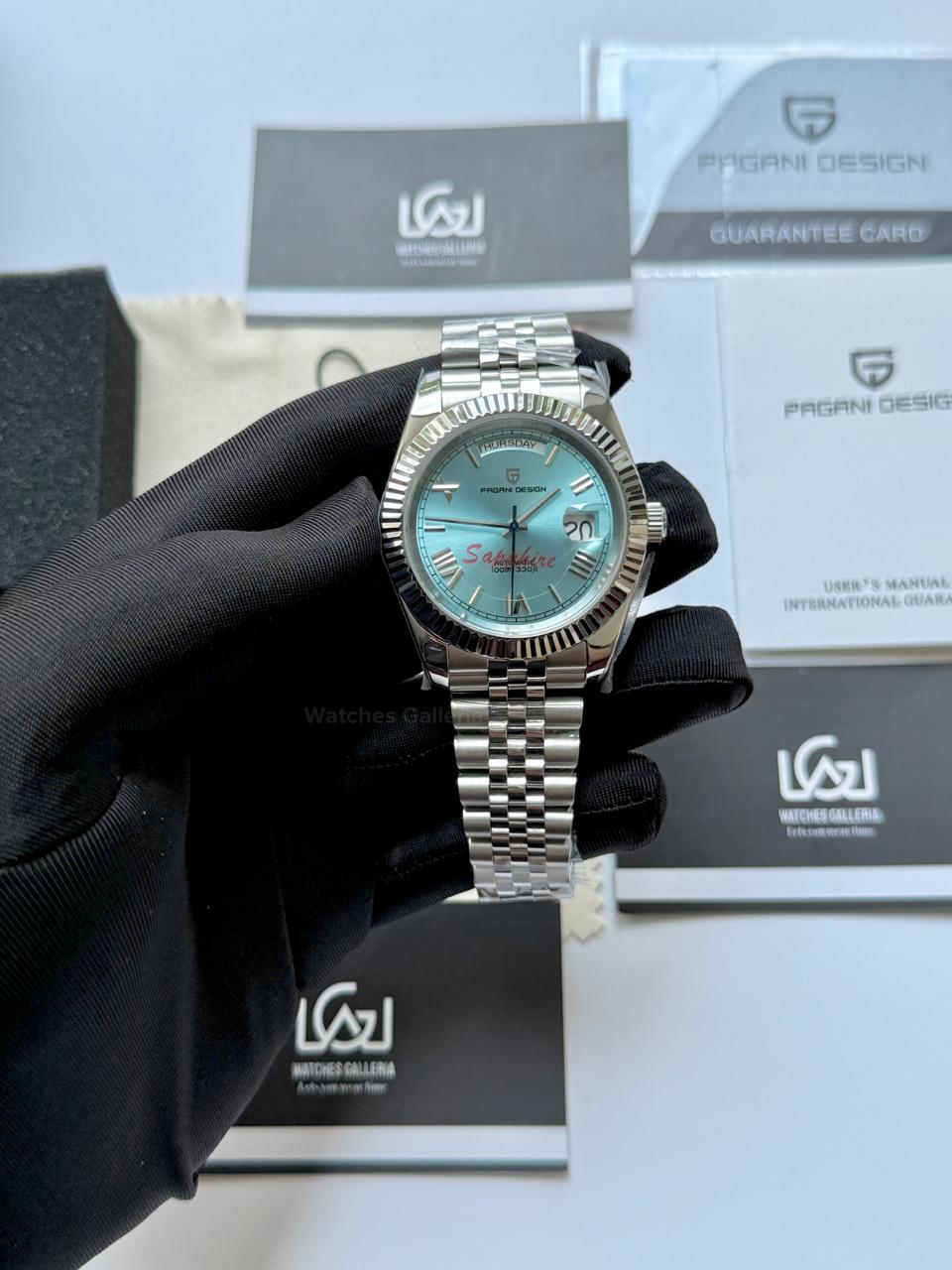 Pagani Design PD1783 Date Day Ice Blue Jubilee Edition Automatic Watch | Seiko NH36A | Sapphire Crystal | 100M Waterproof | Pakistan