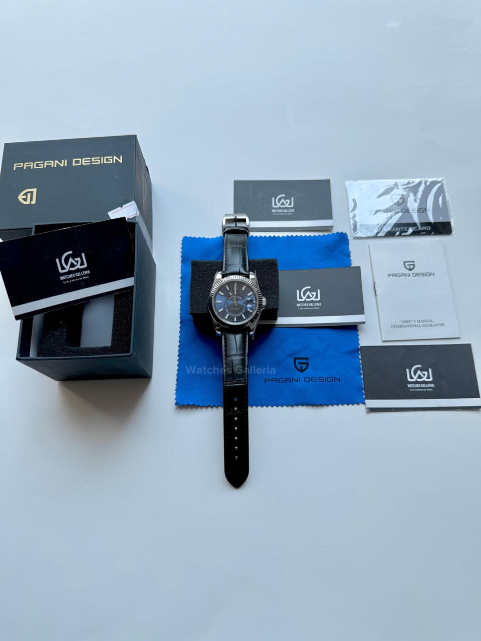 Pagani Design PD1888 Sky Dweller Black Leather Automatic GMT Watch for Men Sapphire Crystal Original Pagani Design Watch Pakistan