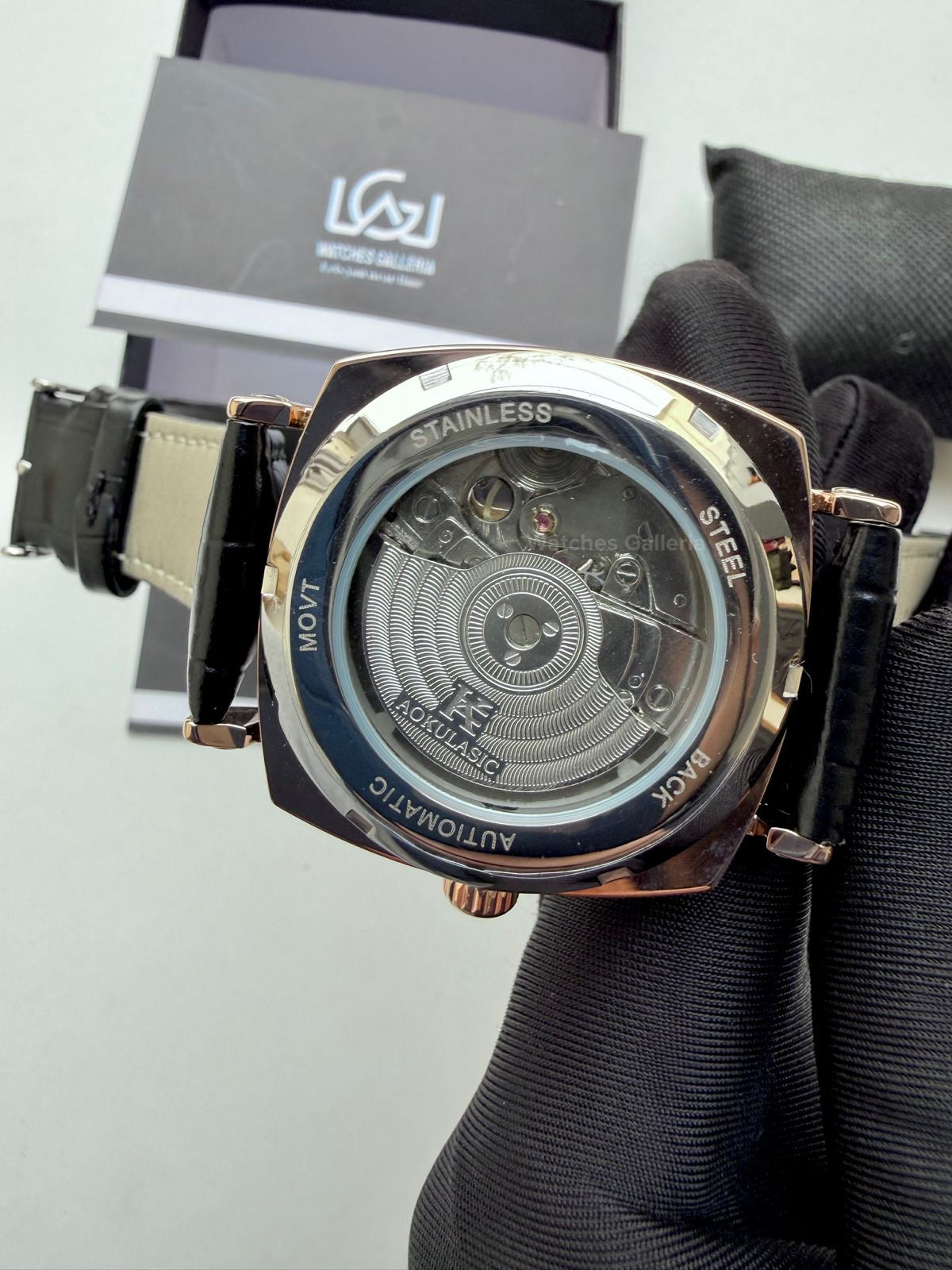 Aokulasic AOKU001 Moonphase Flywheel (Black/Rose Gold) Aokulasic Watch in Pakistan