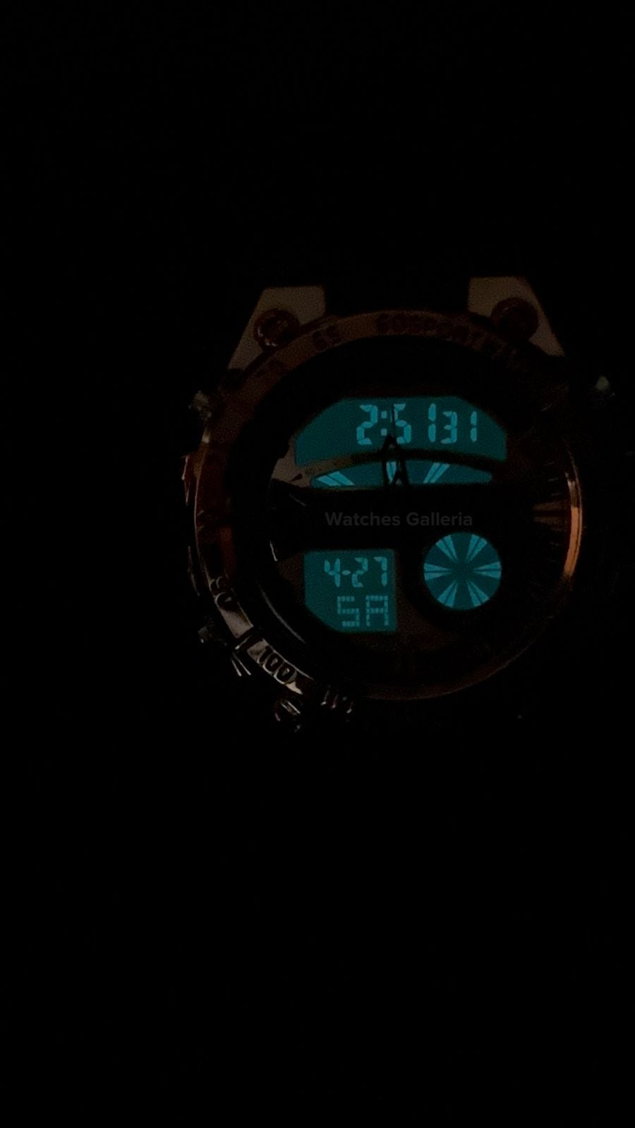 Lige 8922 Sports Watch Rose Gold Black 45mm Dual Display Analog Digital LED Alarm Waterproof 50M Silicone Strap Men’s Watch