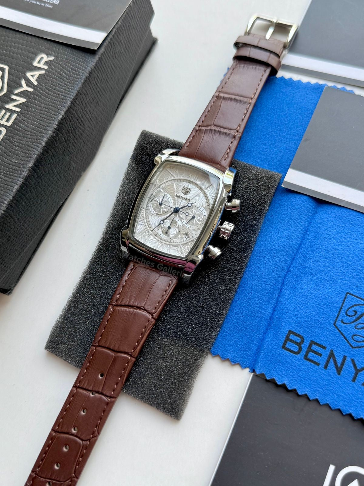 Benyar BY5113 Square Chronograph (Brown/Silver) Benyar Watch Pakistan