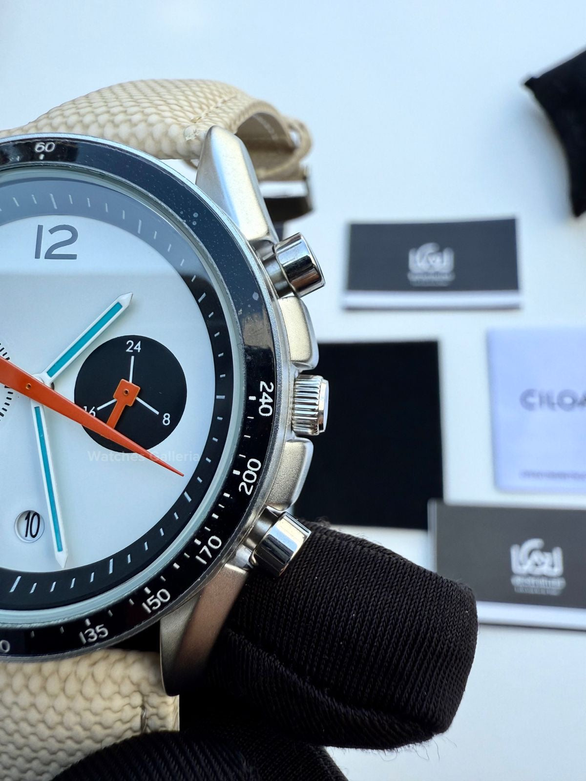 Ciloa Chronograph Leather Quartz (White) ciloa507 Watches Galleria