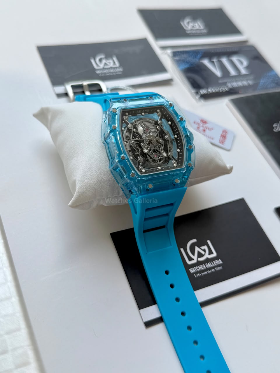 Ailang 8109 Skeleton Watch for Men White Blue Automatic Mechanical Watch Original Ailang Watch Pakistan