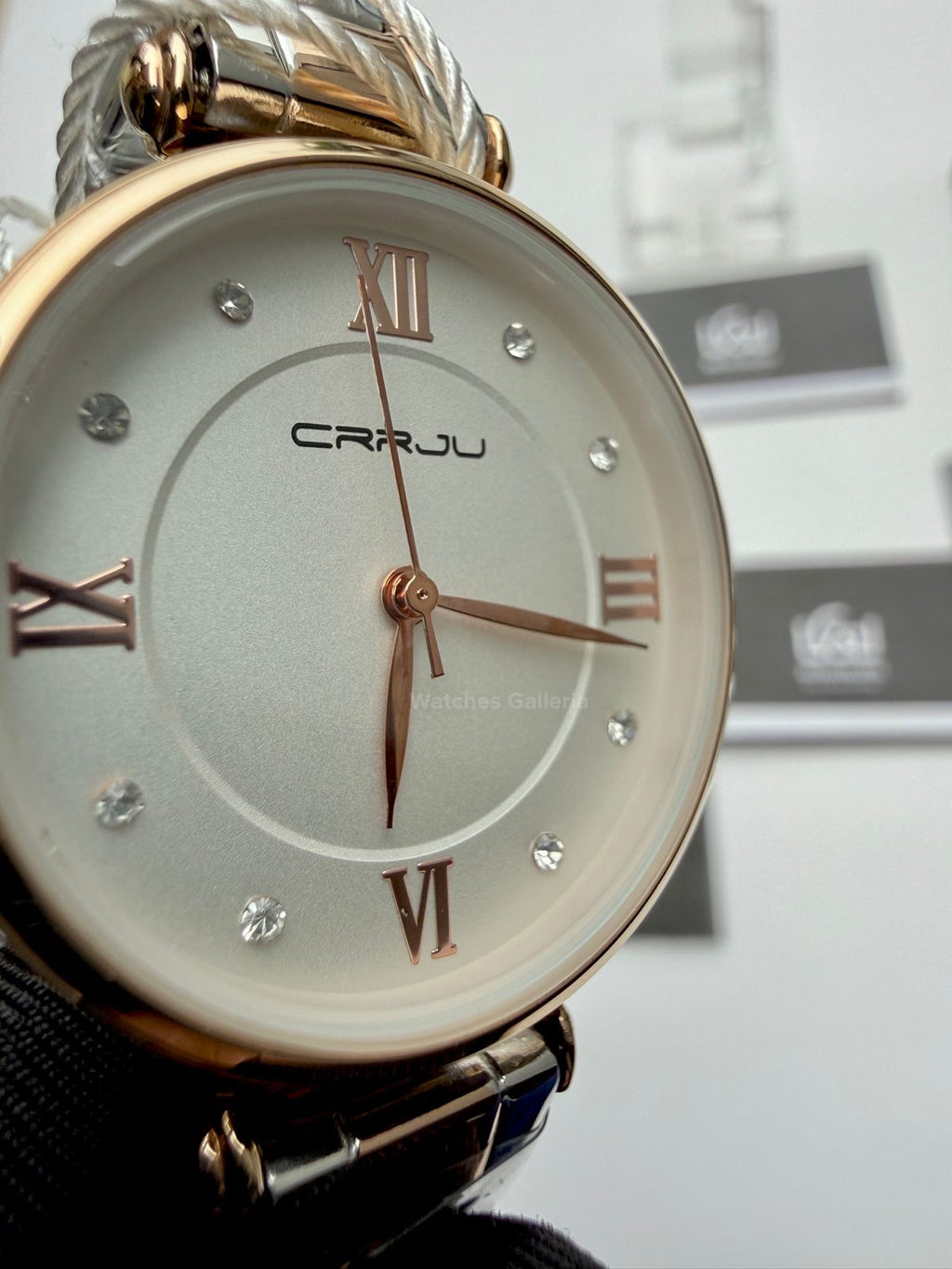Crrju 2178 Ladies Watch Quartz (White/Rose Gold) CRRJU Watch Pakistan