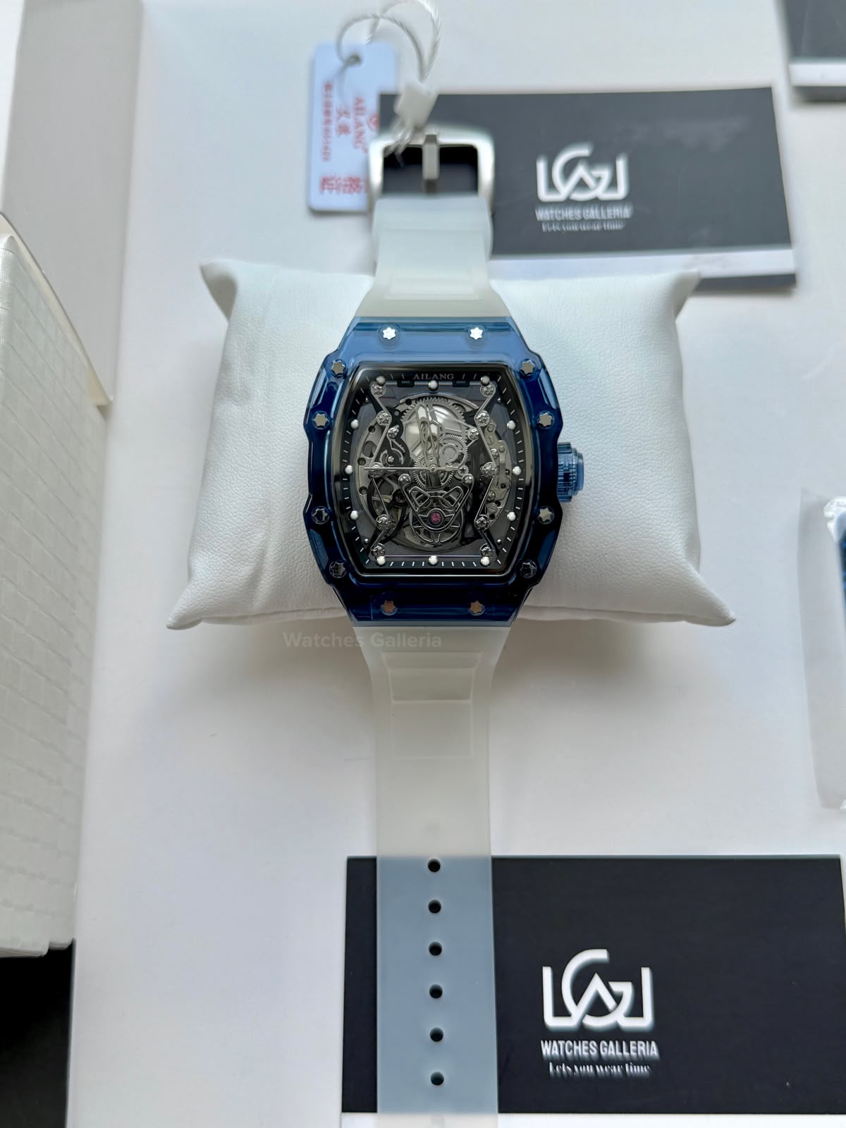 Ailang 8109 Skeleton Watch for Men White Blue Automatic Mechanical Watch Original Ailang Watch Pakistan