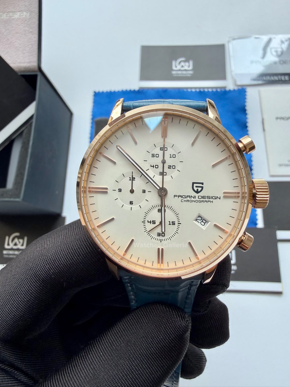Pagani Design PD2720K |  Blue Rose Gold White | Flight Chronograph Limited Edition Blue Rose Gold White Quartz Watch