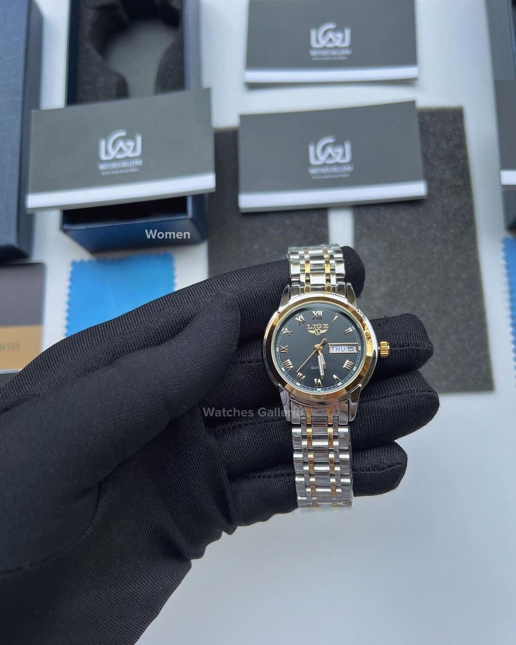 Lige Date Day Couple Watch (Gold/Black) Lige9846 Lige10007L