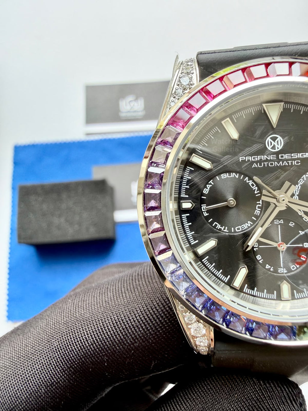 Pagani Design PG1666 Daytona Rainbow Limited Edition Black Automatic Chronograph Watch | 40mm Sapphire Crystal | HZ2196G Movement | 100M Water Resistant