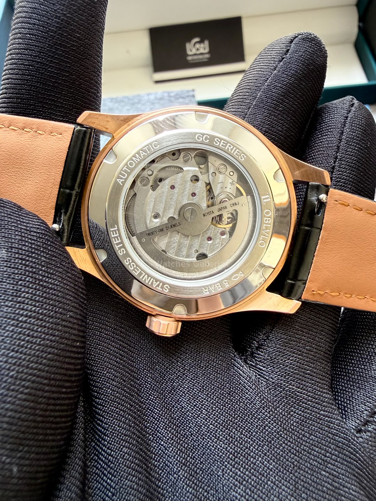 OBLVLO GC (Black Rose Gold Blue) Grand Complications Celestial Automatic Watch Brown & Black Dial with Rose Gold Details, Moving Constellation & Earth Display – OBLVLOGC