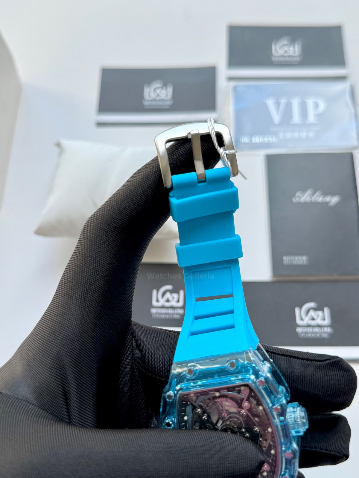Ailang 8109 Skeleton Watch for Men White Blue Automatic Mechanical Watch Original Ailang Watch Pakistan