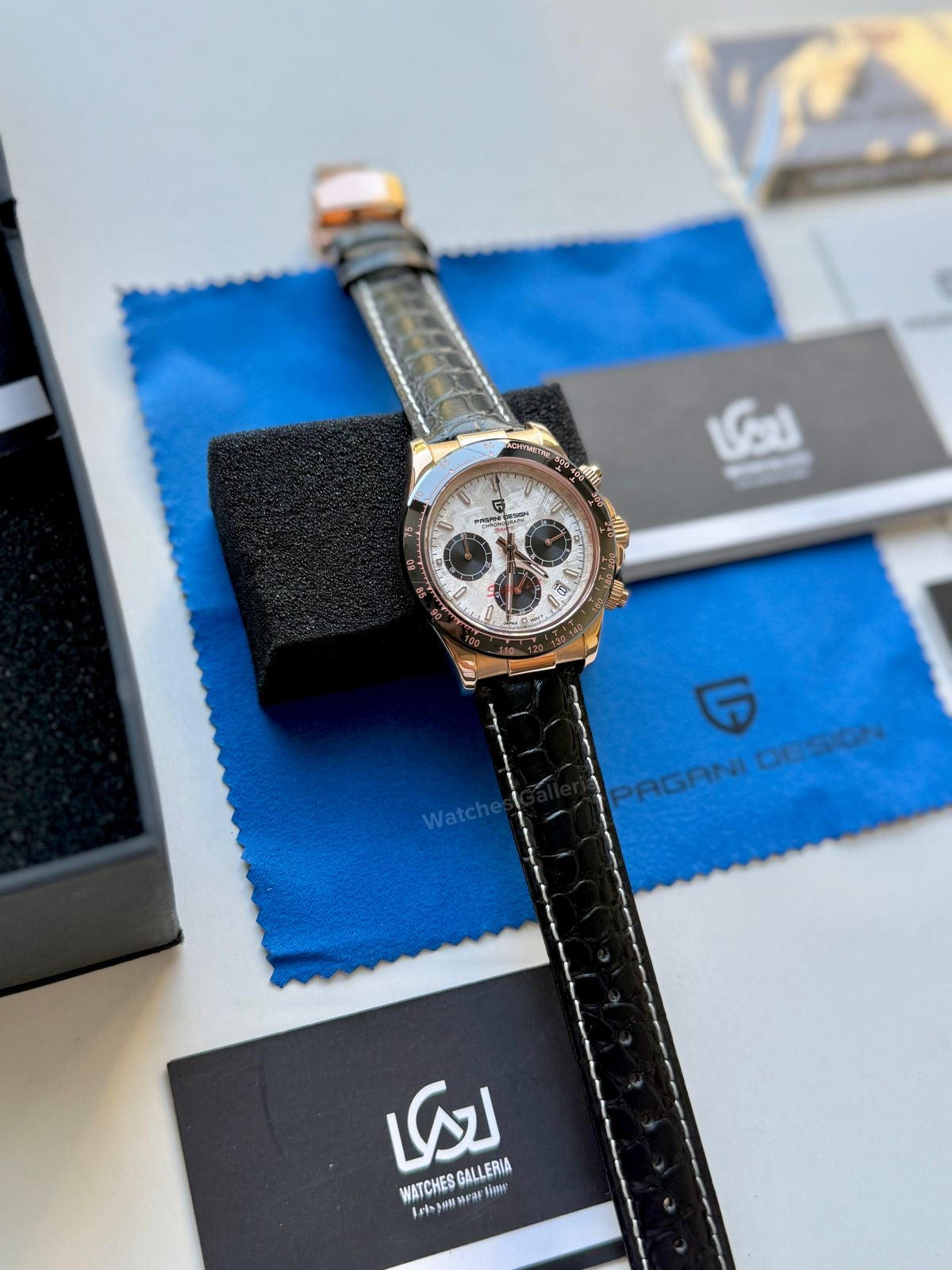 Pagani Design Daytona Quartz PD1664 Crocodile Leather Strap (Rose Gold Metorite) Pagani Design in Pakistan