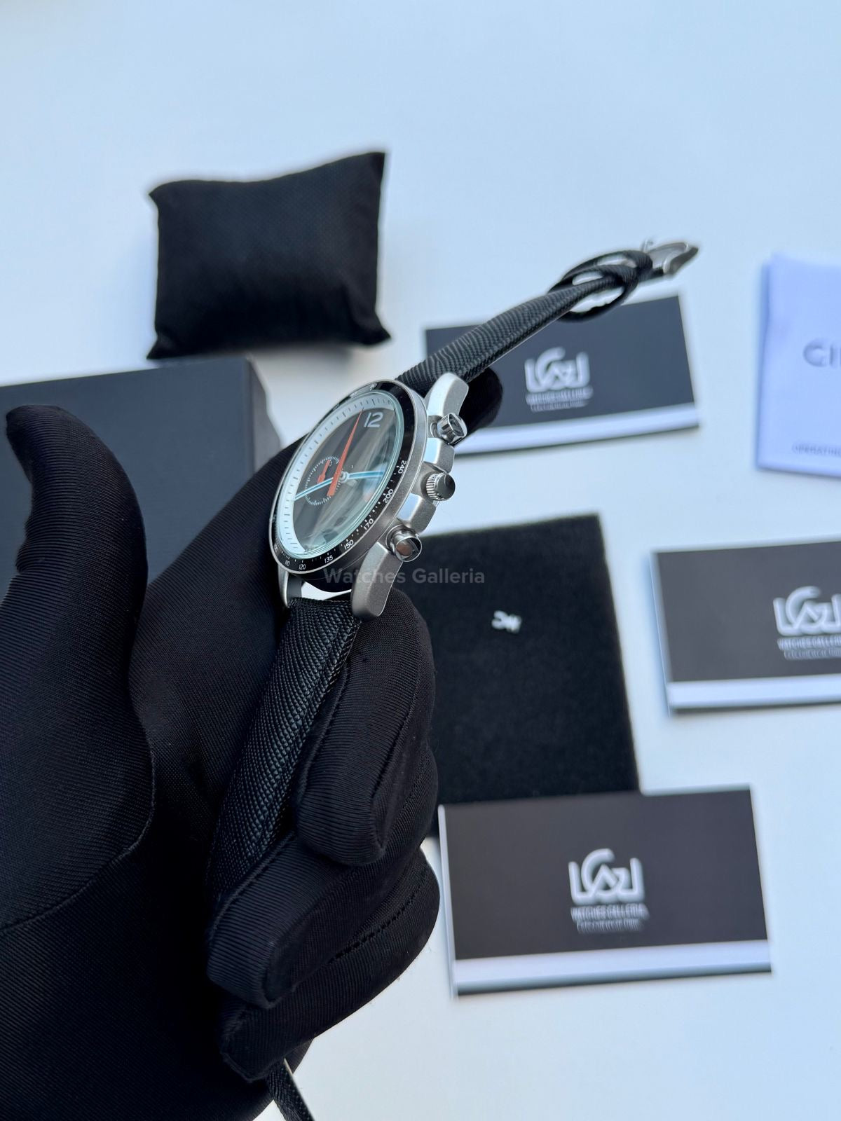 Ciloa Chronograph Leather Quartz (Black) ciloa507 Watches Galleria