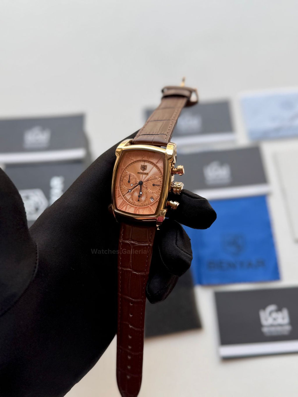 Benyar BY5113 Square Chronograph (Brown/Rose Gold) Benyar Watch Pakistan