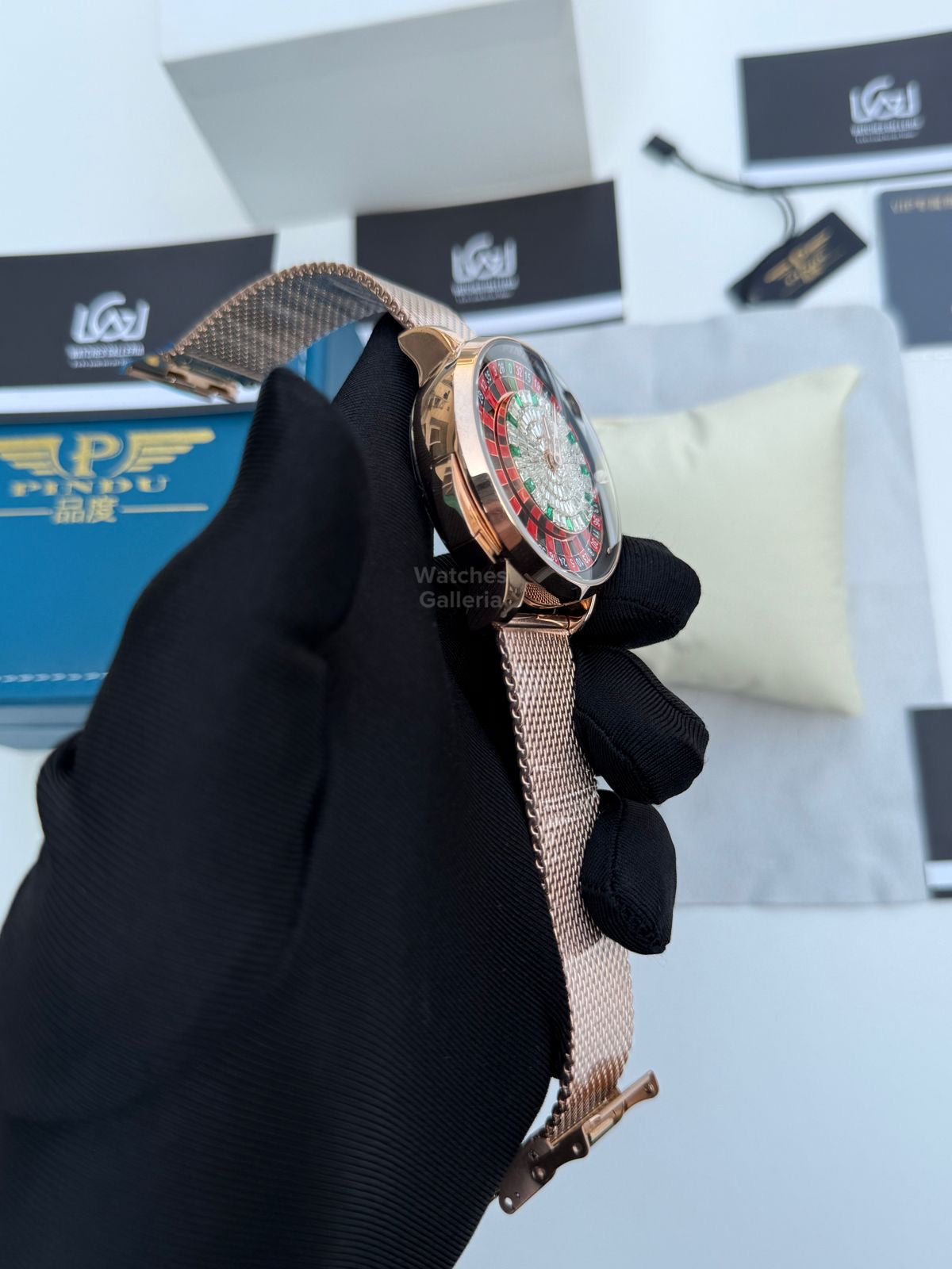 Pindu Design Casino Roulette Button Edition Automatic (Baguette Cut Diamonds) P6628 Watches Galleria
