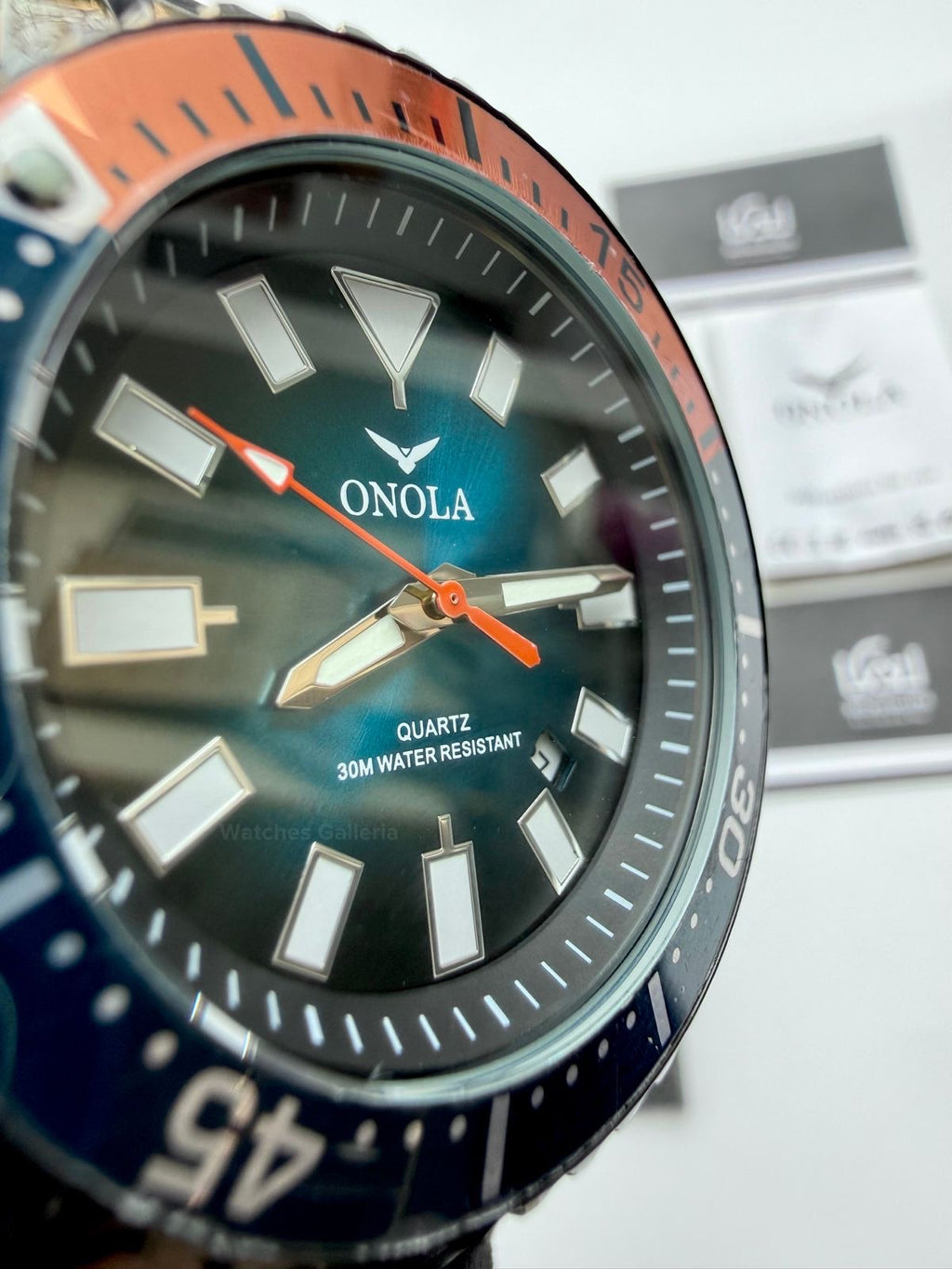 Onola 3850 Sports Diving Style Quartz (Black/Orange) Onola Pakistan