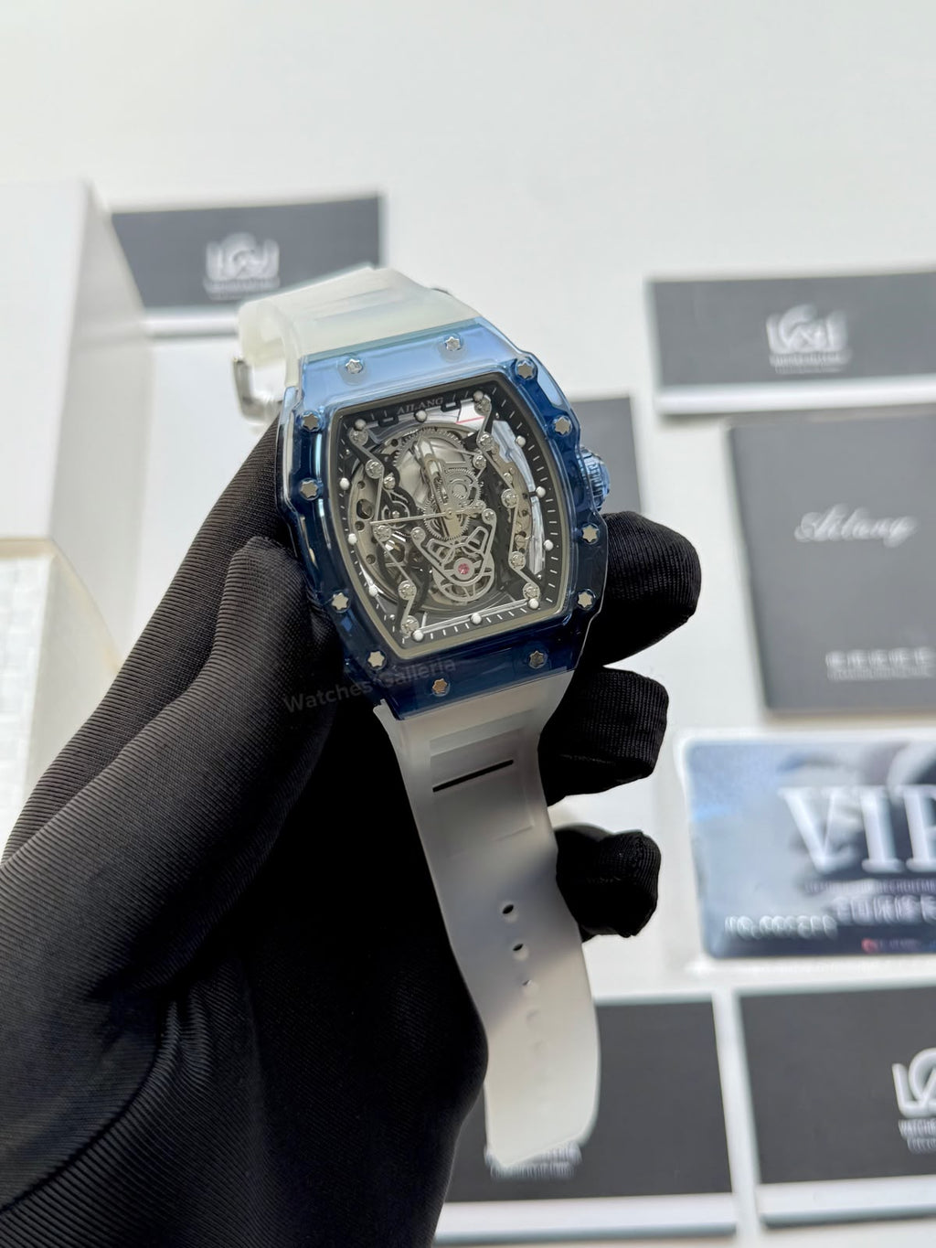 Ailang 8109 Skeleton Watch for Men White Blue Automatic Mechanical Watch Original Ailang Watch Pakistan