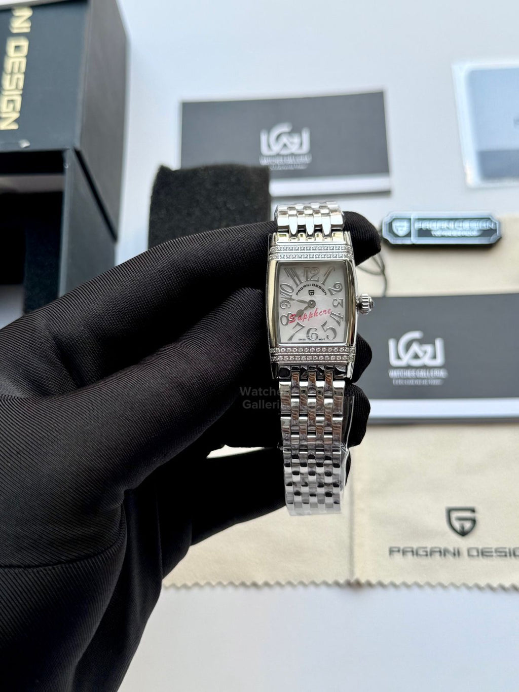 Pagani Design PD1737 Square Ladies Watch Silver White 22mm – Swiss Ronda 762 Quartz | Sapphire Glass | Elegant Stone Dial