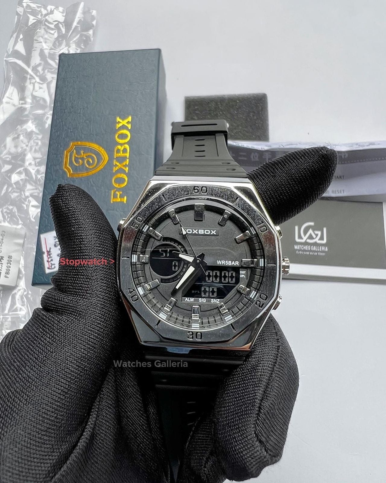 Foxbox Oak Dual Watch (Silver Black) FB0030
