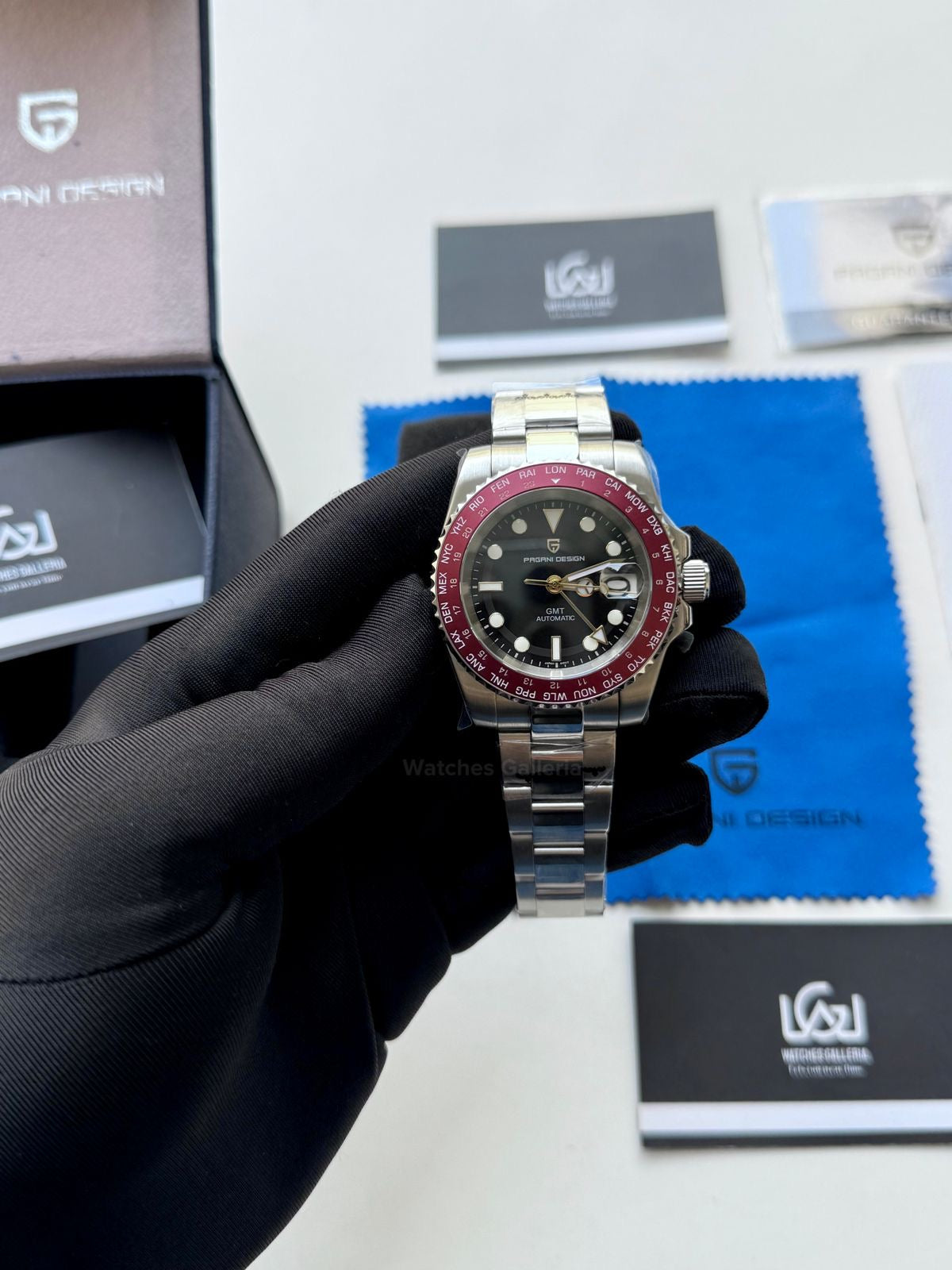 Pagani Design PD1758 World Time GMT Automatic (Red) | Pagani Design Pakistan | PD-1758