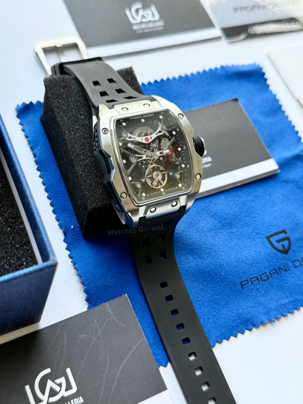 Pagani Design PDys018 Tonneau Skeleton Silver Black 42mm Automatic – Sapphire Crystal | Flywheel | 36H Power Reserve