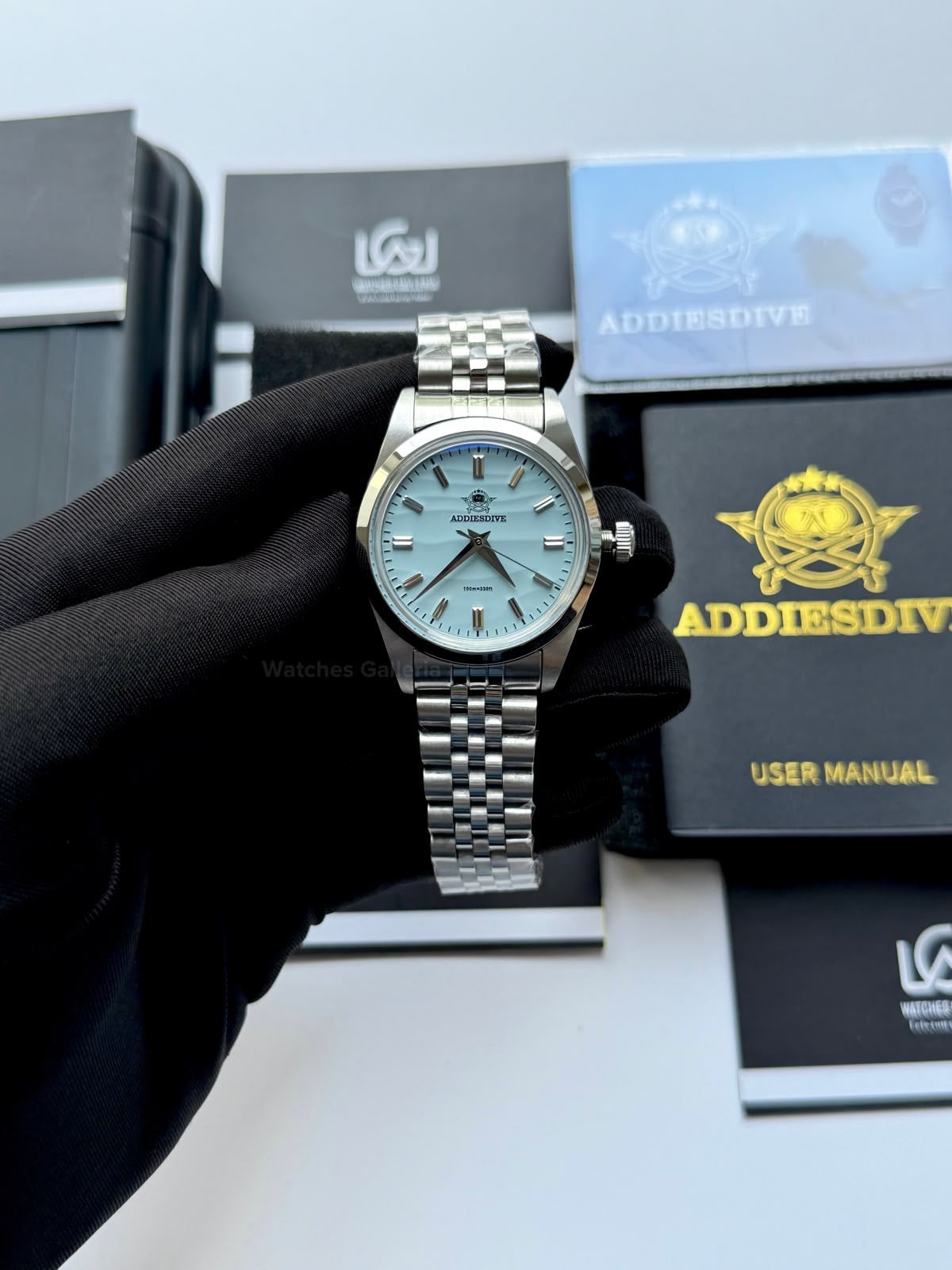Addiesdive AD2030 Desert Jubilee White Unisex Watch – 36mm Classic Desert Dial, Japan VH31 Quartz Movement, Blue Anti-Glare Mineral Glass & Genuine Jubilee Strap