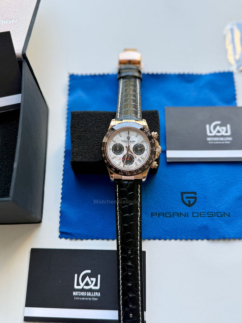 Pagani Design Daytona Quartz PD1664 Crocodile Leather Strap (Rose Gold Metorite) Pagani Design in Pakistan