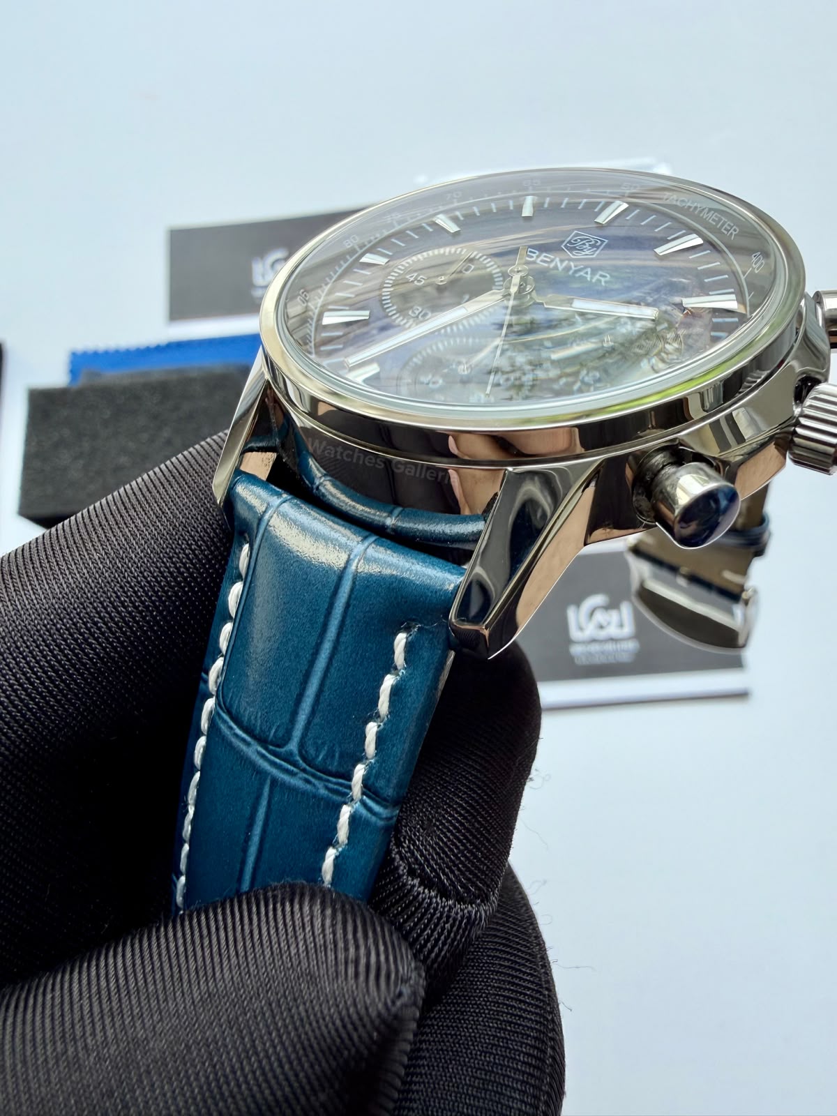 Benyar BY5213 Blue Men’s Luxury Quartz Leather Strap Watch – Waterproof Stainless Steel Analog Wrist Watch with Luminous Hands | Original Benyar Pakistan | Watches Galleria