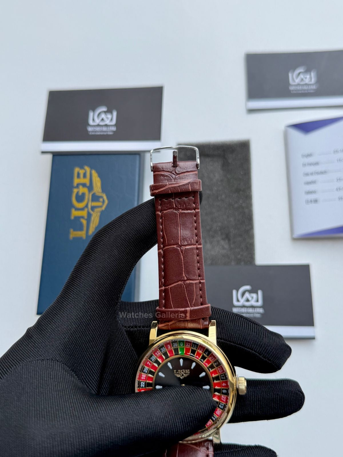 Lige Casino Watch Quartz (Brown-Yellow Gold) LG89161 Watches Galleria