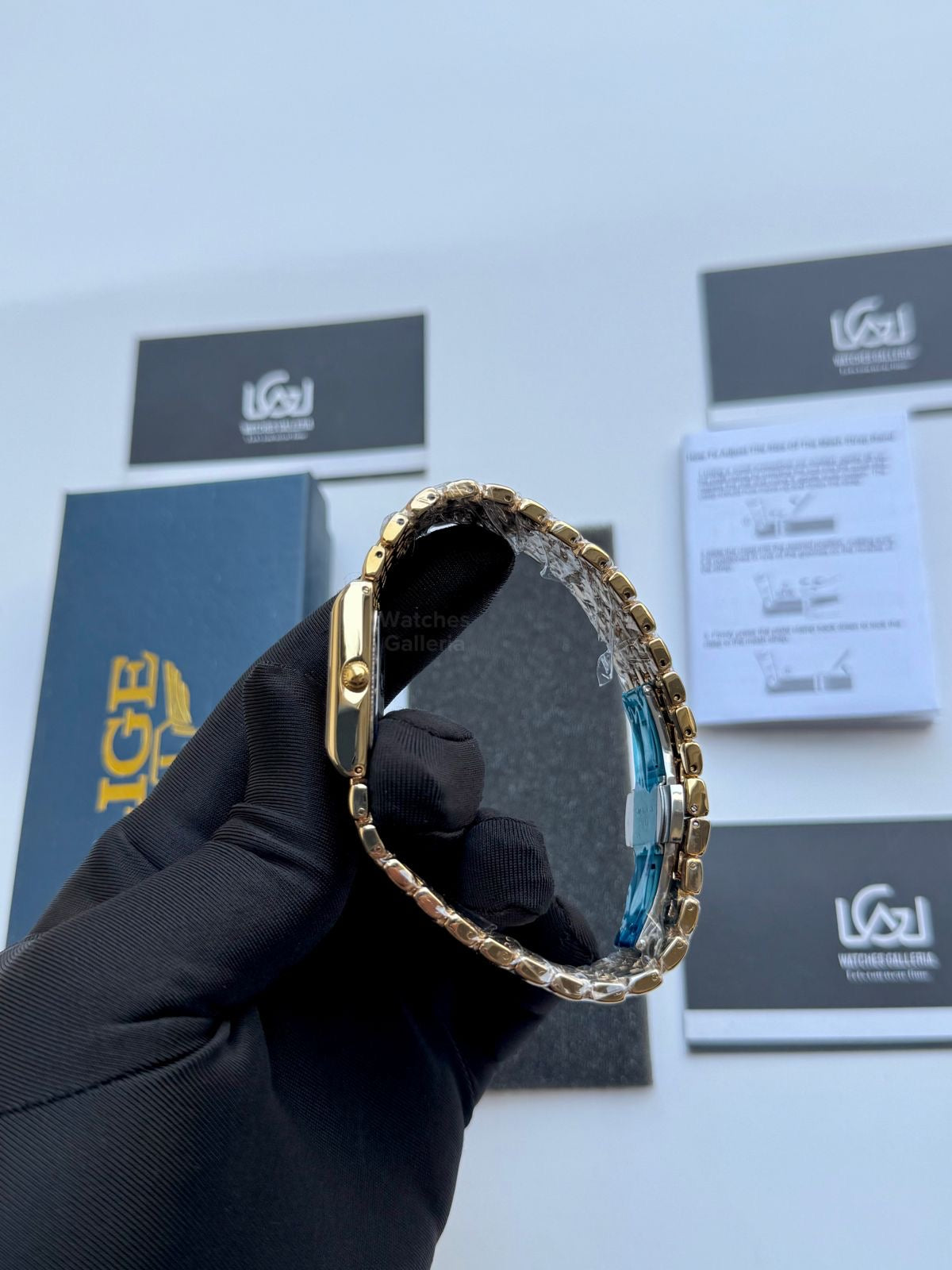 Lige 89156 Tank Women Watch Quartz (Gold) Lige Women Watch