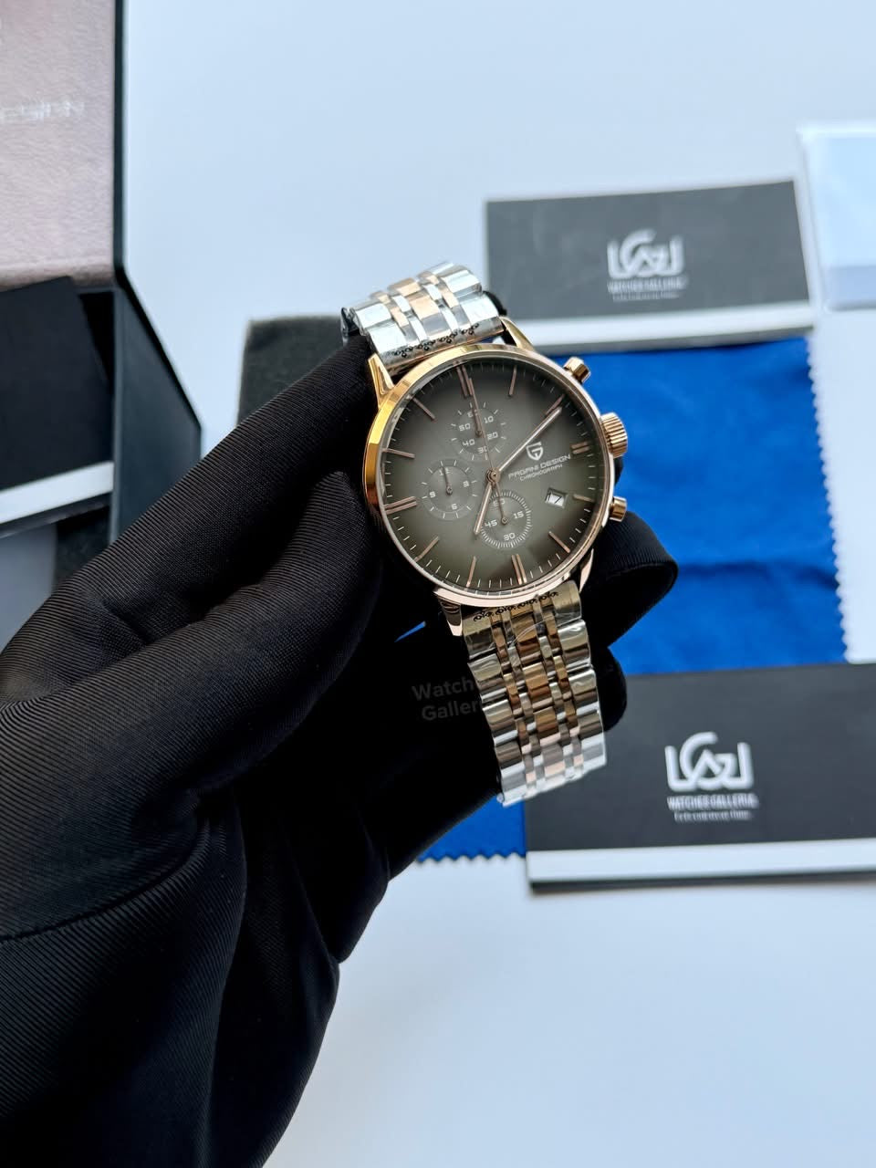 Pagani Design PD2720K Flight Chronograph Watch Limited Edition Rose Gold White Dial Men’s Luxury Watch | Japanese Seiko VK67 Mecha Quartz Chronograph Movement | Stainless Steel Bracelet | 50M Waterproof