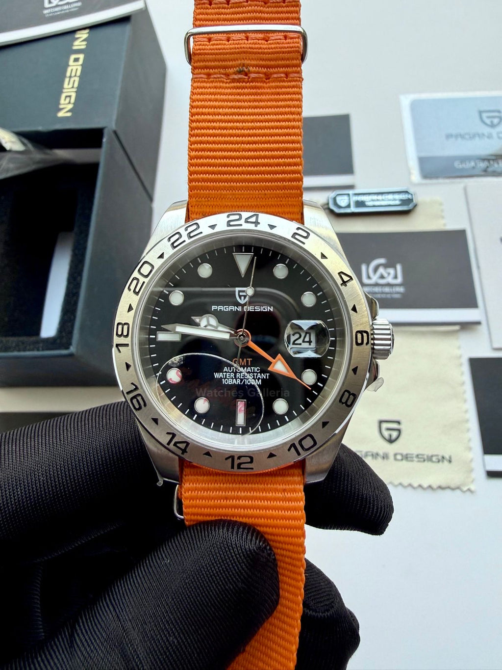 Pagani Design PD1682 Explorer II Black 42mm GMT Automatic – Sapphire Glass | NATO Strap | 100M WR