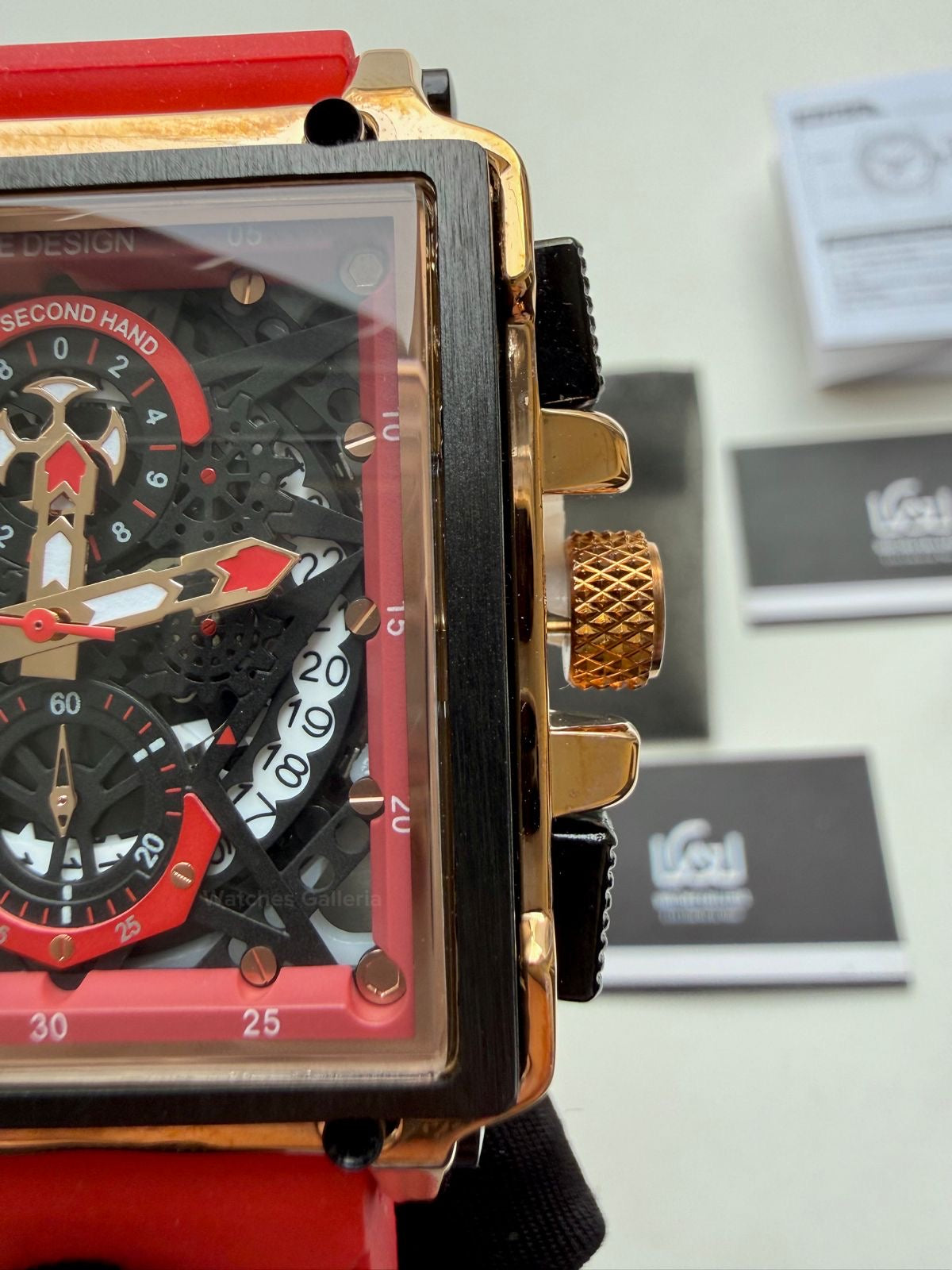 Lige Watch LG8935 Square Chronograph (Red) Lige Watch Pakistan