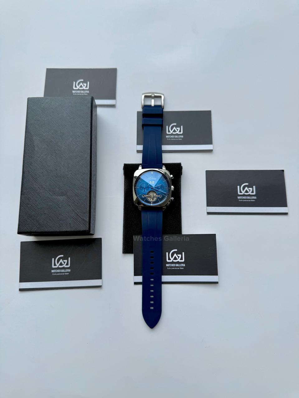 Ailang AI8655G Square Chronograph Automatic Watch Black Blue – Skeleton Flywheel, Big Date, Luxury Square Dial Men’s Watch