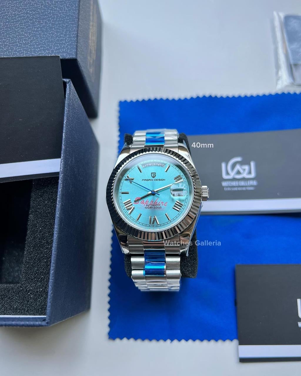 Pagani Design Date Day Automatic 40mm Seiko NH36A Ice Blue Dial PD1783