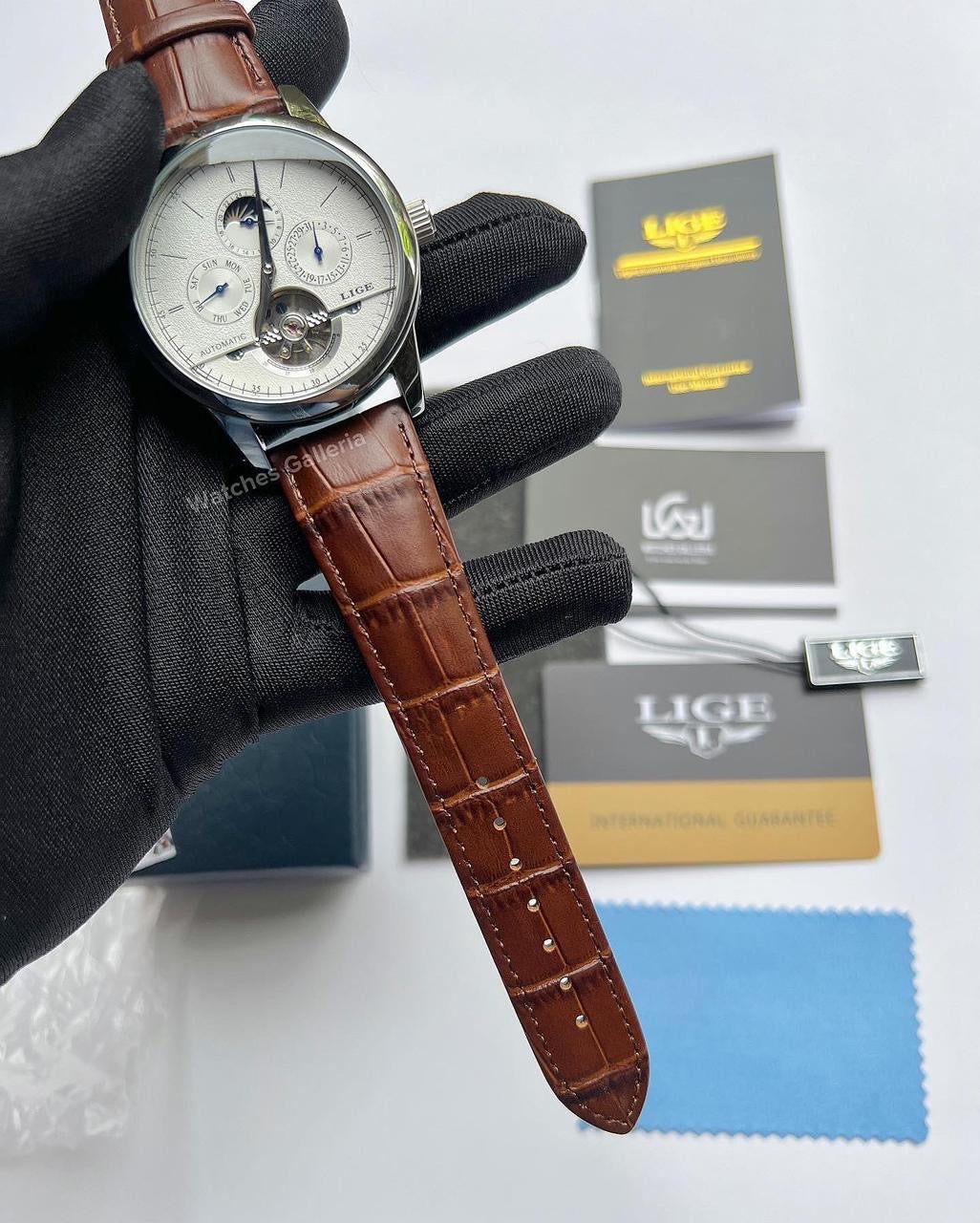 Lige Moonphase Automatic (Brown Silver) LIGE6828