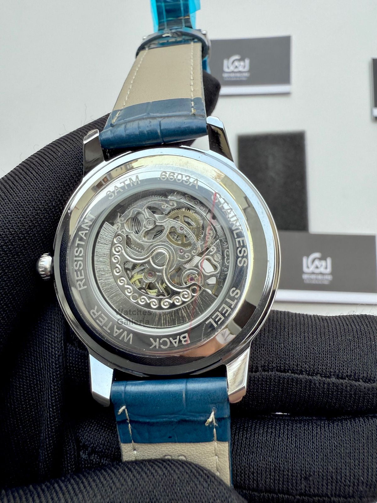 Sailang Moon Dial Open Heart Watch Automatic (Blue) 6603A Watches Galleria