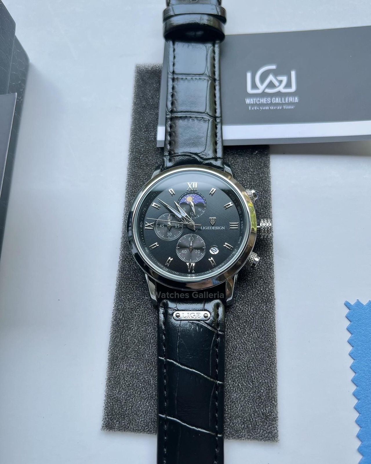 Lige Classic Moonphase (Black) LG8953 Watches Galleria