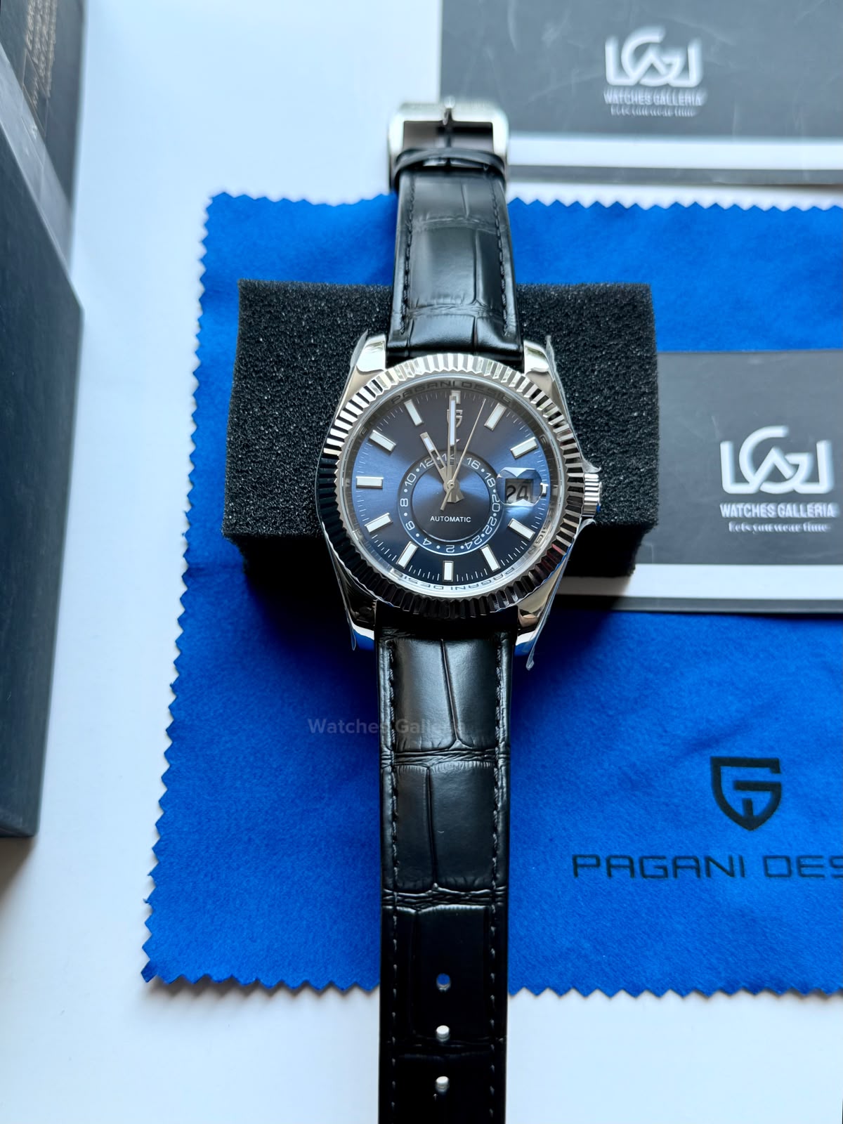 Pagani Design PD1888 Sky Dweller Black Leather Automatic GMT Watch for Men Sapphire Crystal Original Pagani Design Watch Pakistan